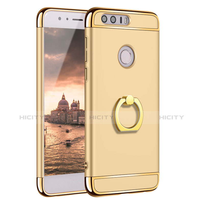 Coque Bumper Luxe Metal et Plastique Etui Housse avec Support Bague Anneau A01 pour Huawei Honor 8 Or Plus