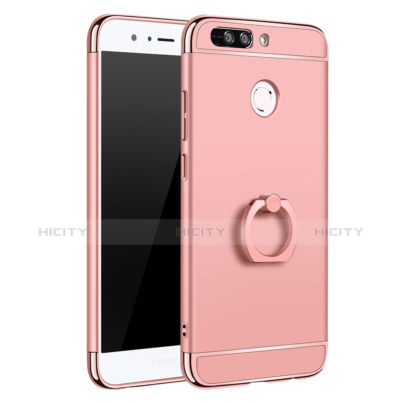 Coque Bumper Luxe Metal et Plastique Etui Housse avec Support Bague Anneau A01 pour Huawei Honor 8 Pro Or Rose Plus