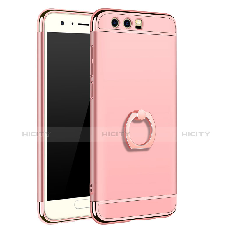 Coque Bumper Luxe Metal et Plastique Etui Housse avec Support Bague Anneau A01 pour Huawei Honor 9 Or Rose Plus