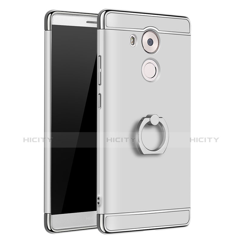 Coque Bumper Luxe Metal et Plastique Etui Housse avec Support Bague Anneau A01 pour Huawei Mate 8 Argent Plus