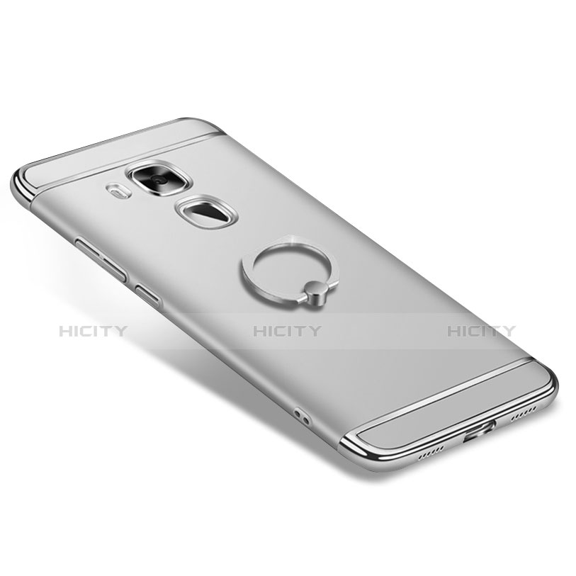 Coque Bumper Luxe Metal et Plastique Etui Housse avec Support Bague Anneau A01 pour Huawei Nova Plus Argent Plus