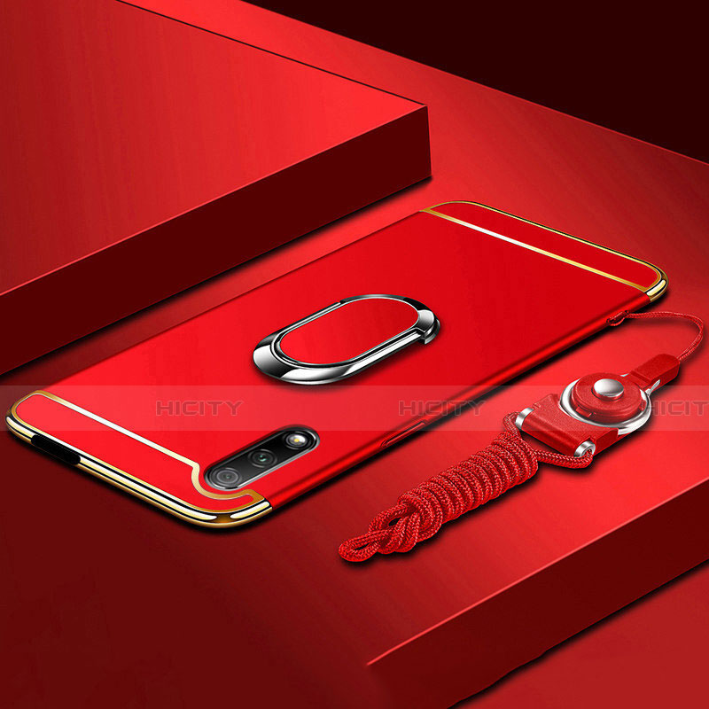 Coque Bumper Luxe Metal et Plastique Etui Housse avec Support Bague Anneau A01 pour Huawei P Smart Z (2019) Rouge Plus