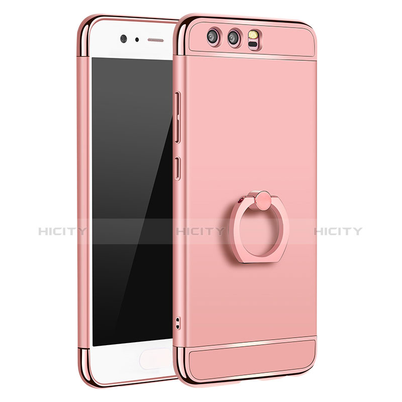 Coque Bumper Luxe Metal et Plastique Etui Housse avec Support Bague Anneau A01 pour Huawei P10 Plus Or Rose Plus