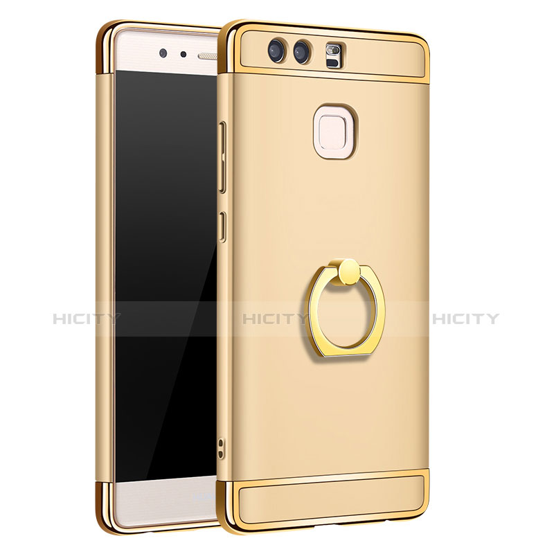 Coque Bumper Luxe Metal et Plastique Etui Housse avec Support Bague Anneau A01 pour Huawei P9 Plus Or Plus