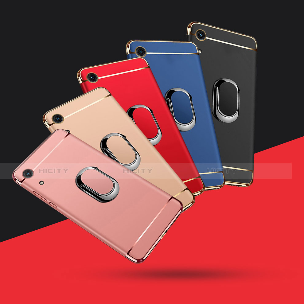 Coque Bumper Luxe Metal et Plastique Etui Housse avec Support Bague Anneau A01 pour Huawei Y6 (2019) Plus