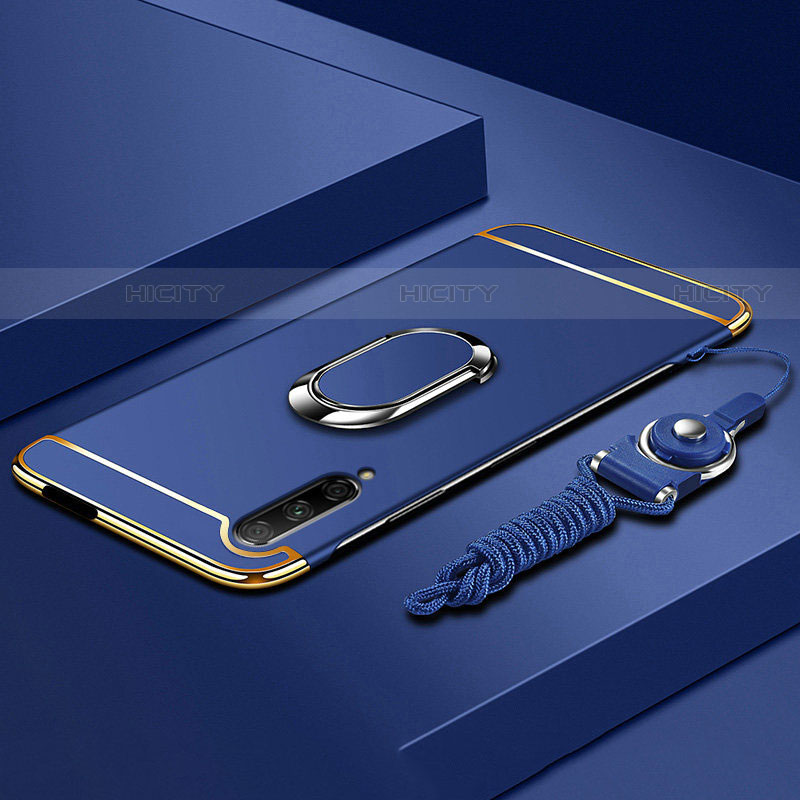 Coque Bumper Luxe Metal et Plastique Etui Housse avec Support Bague Anneau A01 pour Huawei Y9s Bleu Plus