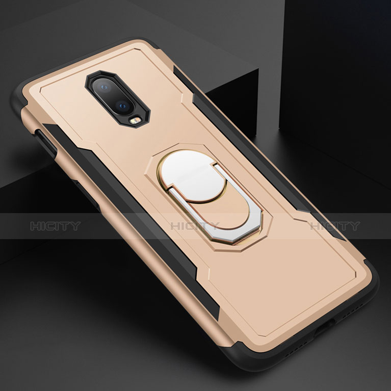 Coque Bumper Luxe Metal et Plastique Etui Housse avec Support Bague Anneau A01 pour OnePlus 6T Or Plus