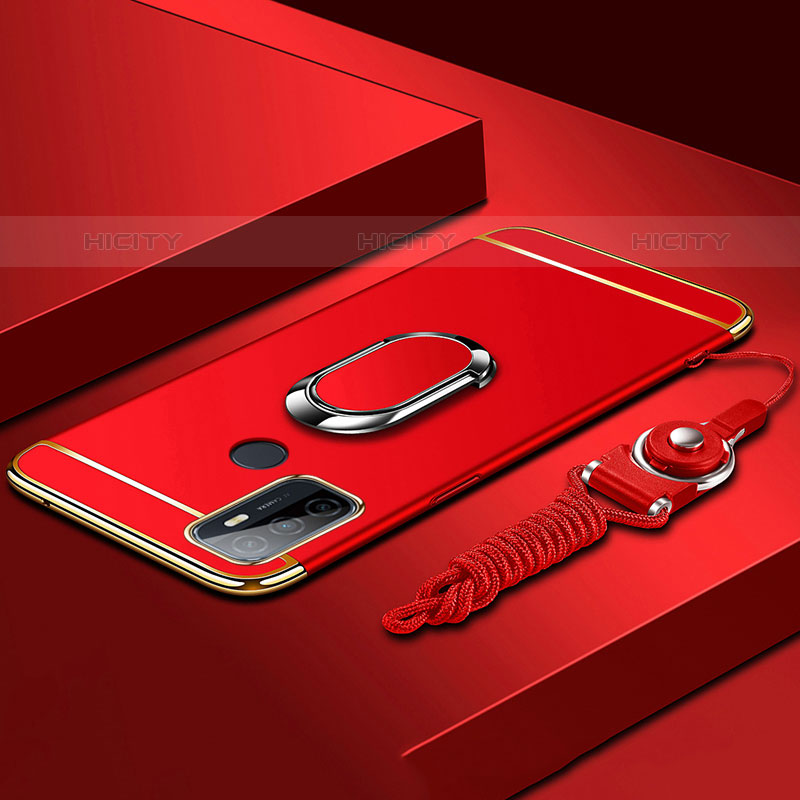 Coque Bumper Luxe Metal et Plastique Etui Housse avec Support Bague Anneau A01 pour Oppo A11s Rouge Plus