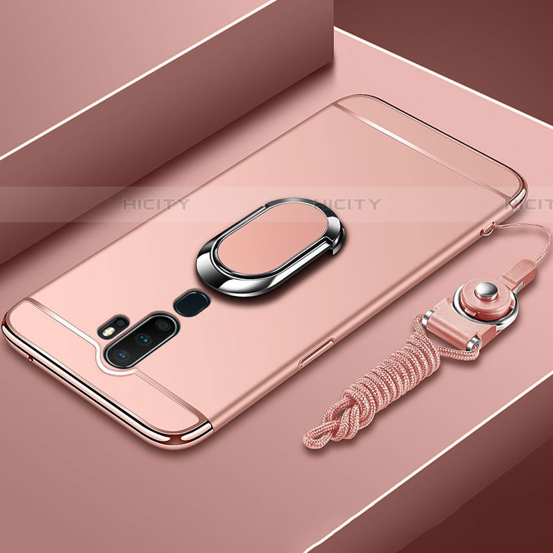 Coque Bumper Luxe Metal et Plastique Etui Housse avec Support Bague Anneau A01 pour Oppo A11X Or Rose Plus