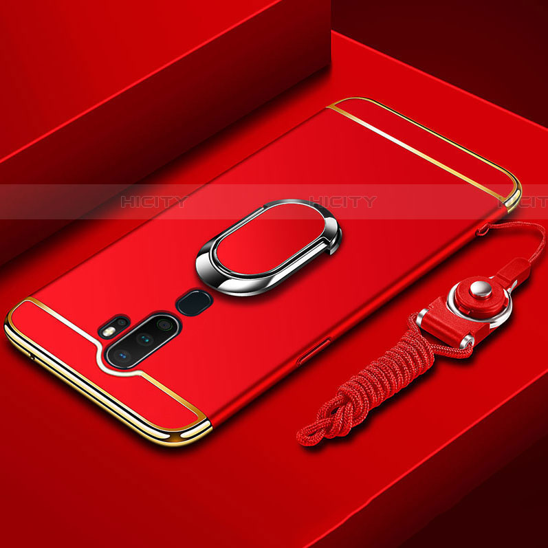 Coque Bumper Luxe Metal et Plastique Etui Housse avec Support Bague Anneau A01 pour Oppo A11X Rouge Plus