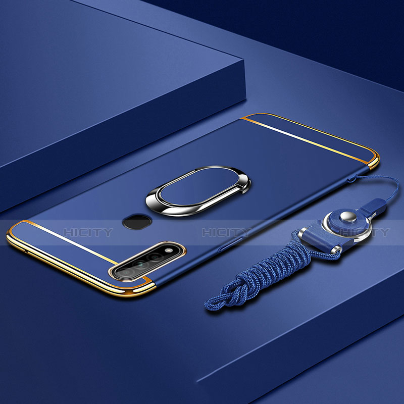 Coque Bumper Luxe Metal et Plastique Etui Housse avec Support Bague Anneau A01 pour Oppo A31 Bleu Plus