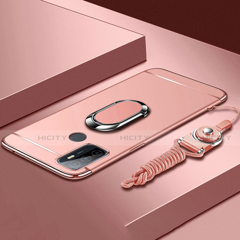 Coque Bumper Luxe Metal et Plastique Etui Housse avec Support Bague Anneau A01 pour Oppo A33 Or Rose Plus