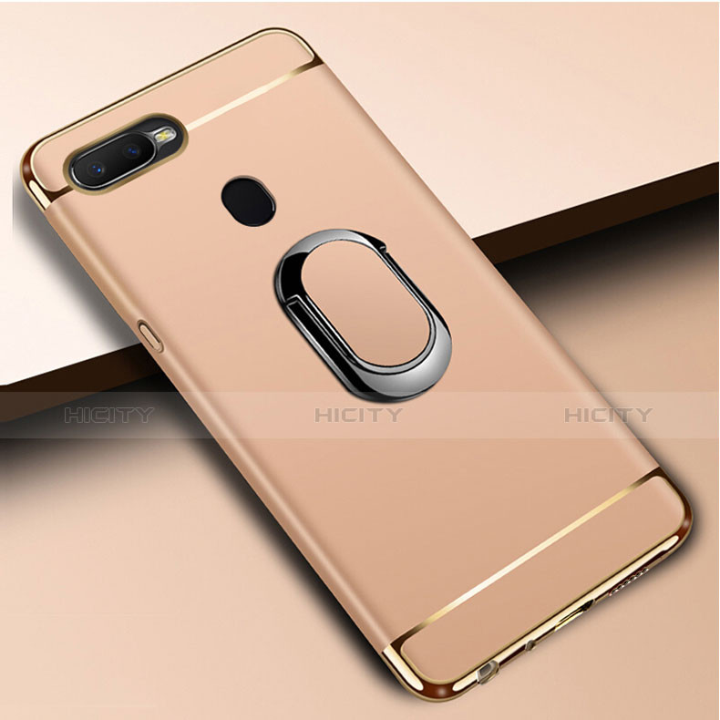 Coque Bumper Luxe Metal et Plastique Etui Housse avec Support Bague Anneau A01 pour Oppo A7 Plus