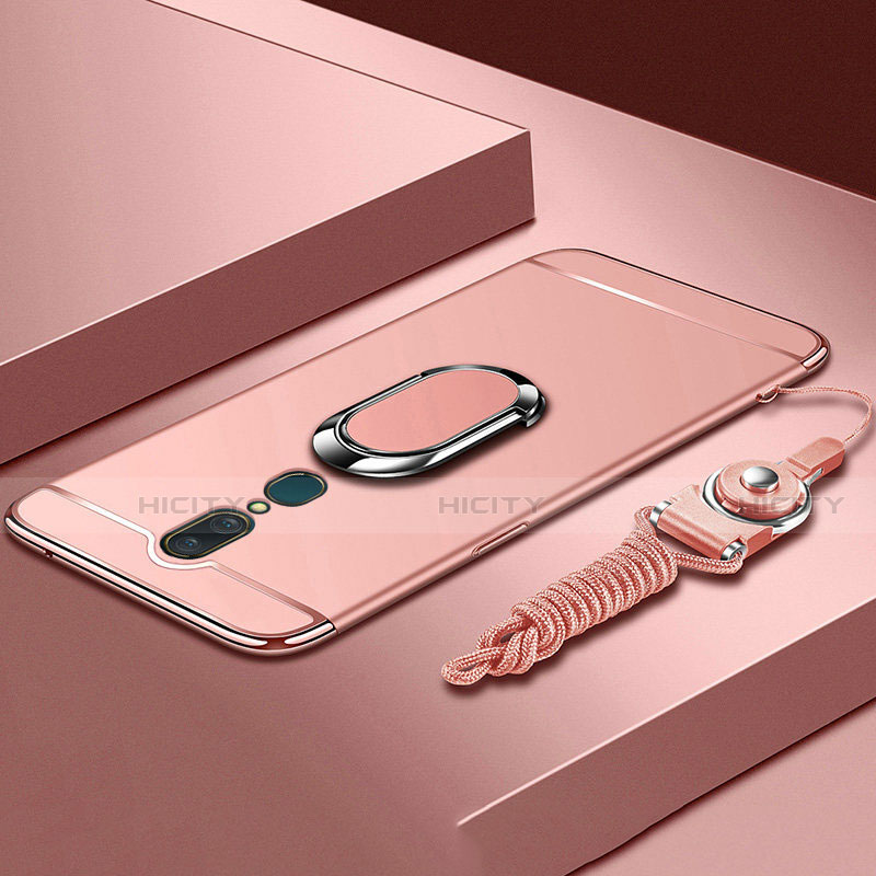 Coque Bumper Luxe Metal et Plastique Etui Housse avec Support Bague Anneau A01 pour Oppo A9 Or Rose Plus