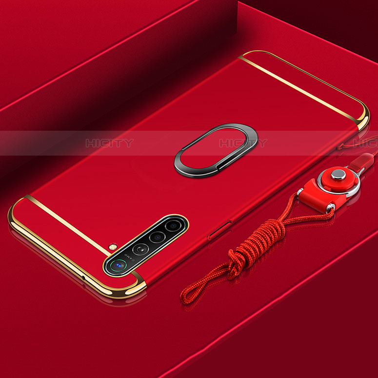 Coque Bumper Luxe Metal et Plastique Etui Housse avec Support Bague Anneau A01 pour Oppo K5 Rouge Plus