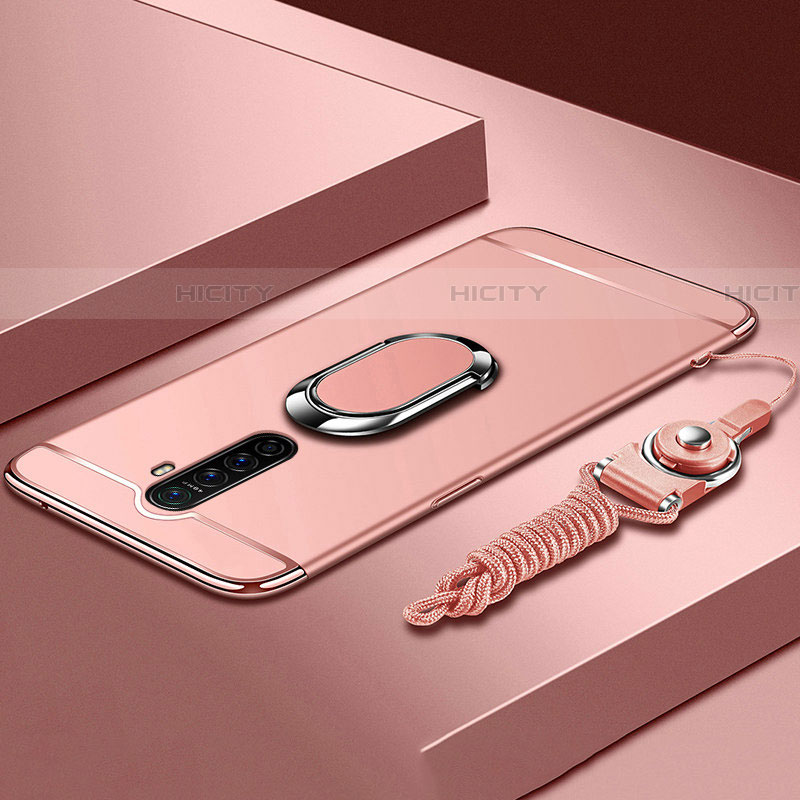 Coque Bumper Luxe Metal et Plastique Etui Housse avec Support Bague Anneau A01 pour Oppo Reno Ace Or Rose Plus