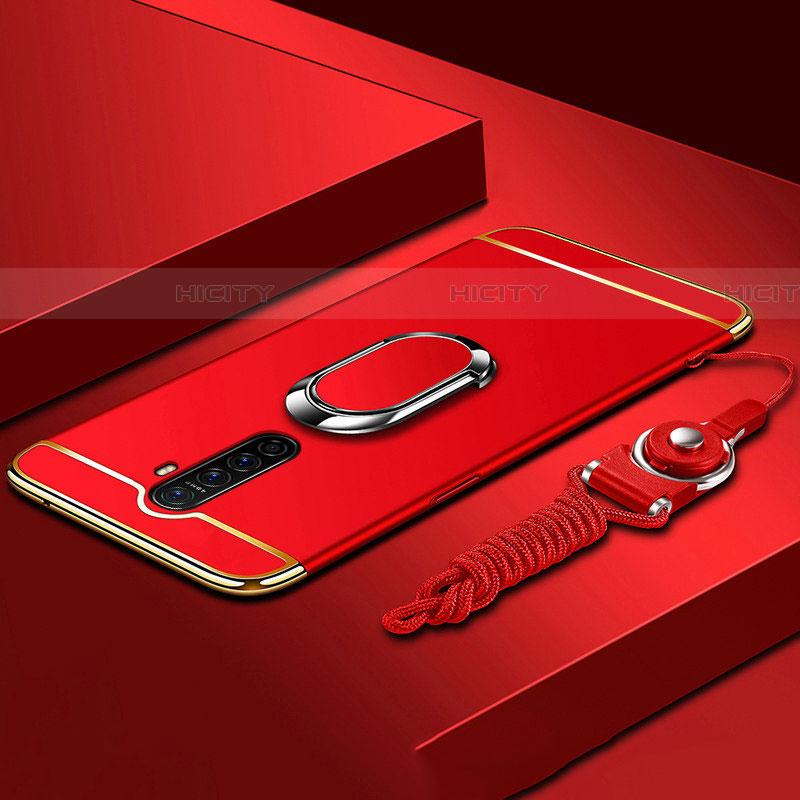 Coque Bumper Luxe Metal et Plastique Etui Housse avec Support Bague Anneau A01 pour Oppo Reno Ace Rouge Plus