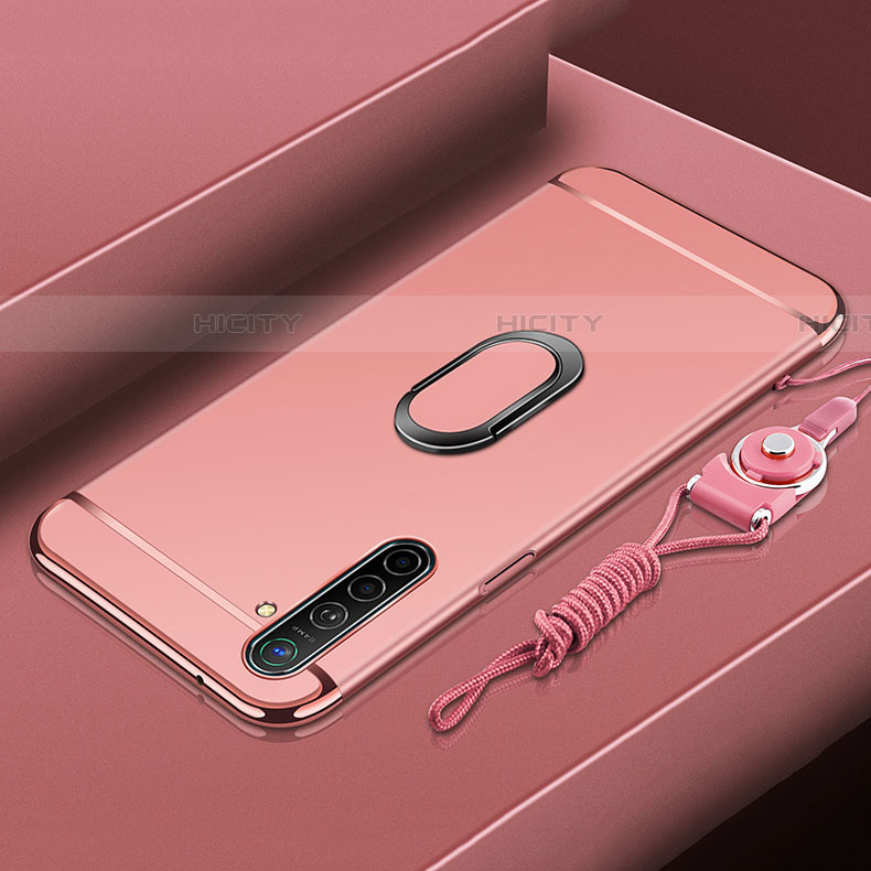 Coque Bumper Luxe Metal et Plastique Etui Housse avec Support Bague Anneau A01 pour Realme X2 Or Rose Plus