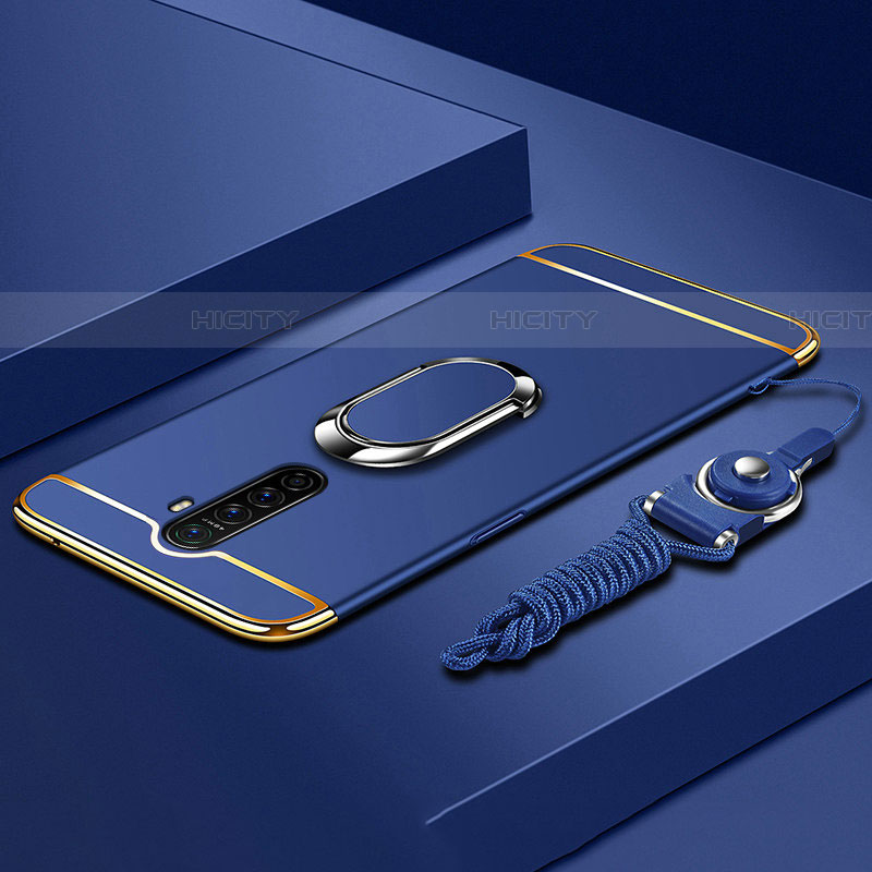 Coque Bumper Luxe Metal et Plastique Etui Housse avec Support Bague Anneau A01 pour Realme X2 Pro Bleu Plus