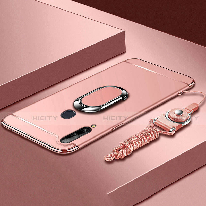 Coque Bumper Luxe Metal et Plastique Etui Housse avec Support Bague Anneau A01 pour Samsung Galaxy A20s Or Rose Plus