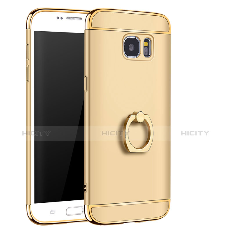 Coque Bumper Luxe Metal et Plastique Etui Housse avec Support Bague Anneau A01 pour Samsung Galaxy S7 Edge G935F Or Plus