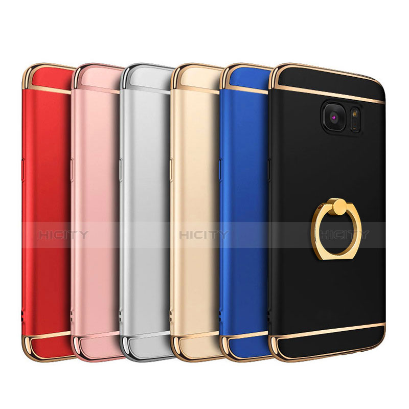 Coque Bumper Luxe Metal et Plastique Etui Housse avec Support Bague Anneau A01 pour Samsung Galaxy S7 Edge G935F Plus