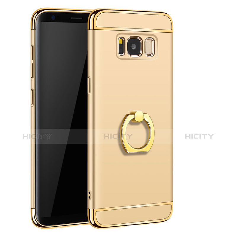 Coque Bumper Luxe Metal et Plastique Etui Housse avec Support Bague Anneau A01 pour Samsung Galaxy S8 Or Plus