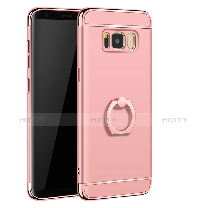 Coque Bumper Luxe Metal et Plastique Etui Housse avec Support Bague Anneau A01 pour Samsung Galaxy S8 Or Rose Plus