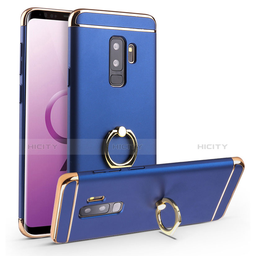 Coque Bumper Luxe Metal et Plastique Etui Housse avec Support Bague Anneau A01 pour Samsung Galaxy S9 Plus Bleu Plus