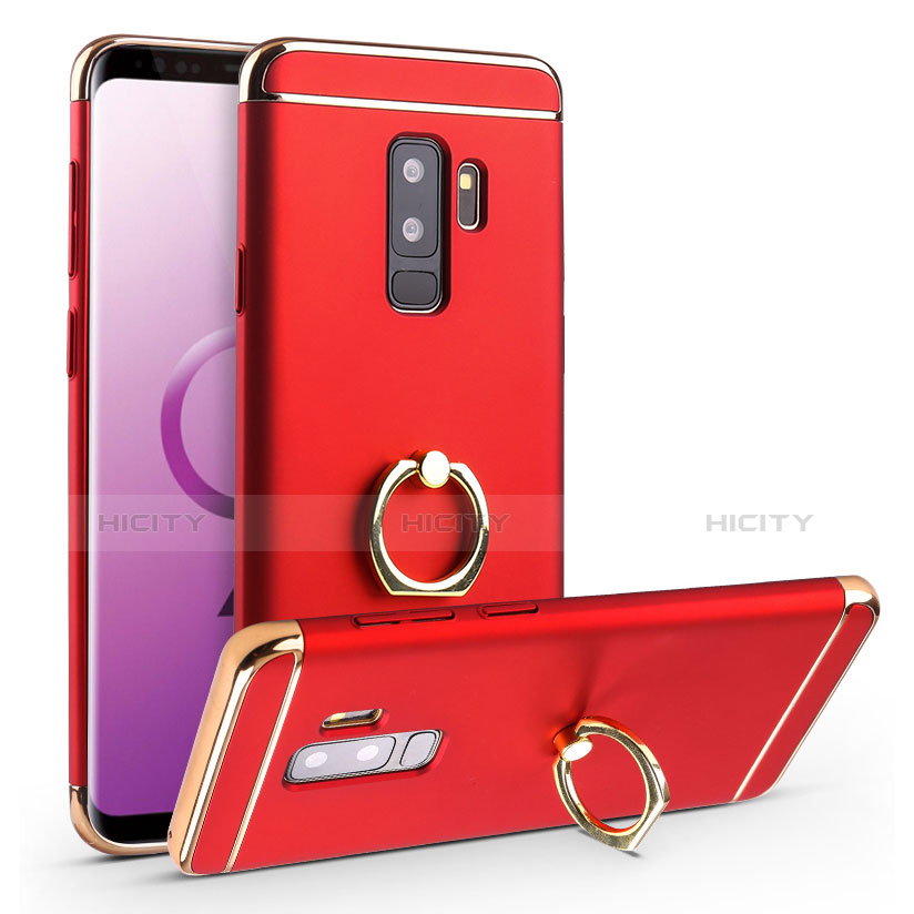 Coque Bumper Luxe Metal et Plastique Etui Housse avec Support Bague Anneau A01 pour Samsung Galaxy S9 Plus Rouge Plus