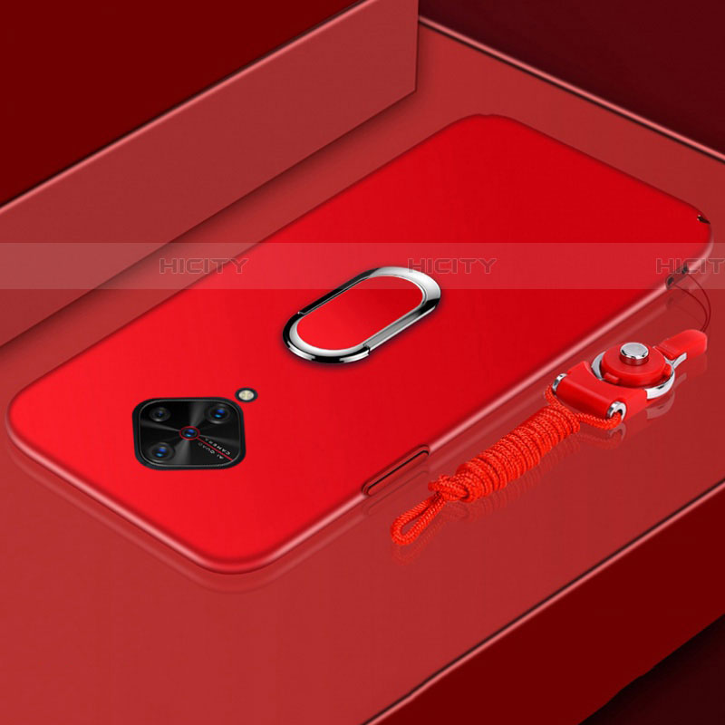 Coque Bumper Luxe Metal et Plastique Etui Housse avec Support Bague Anneau A01 pour Vivo S1 Pro Rouge Plus