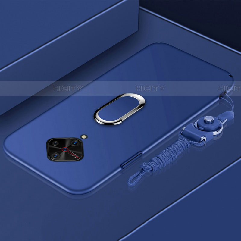 Coque Bumper Luxe Metal et Plastique Etui Housse avec Support Bague Anneau A01 pour Vivo X50 Lite Bleu Plus