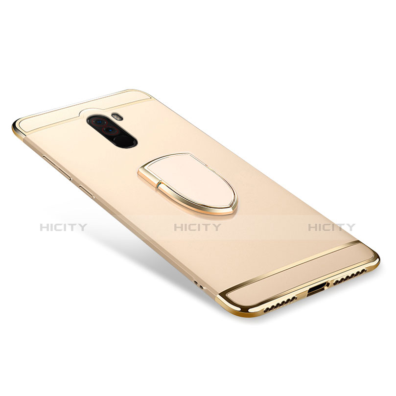 Coque Bumper Luxe Metal et Plastique Etui Housse avec Support Bague Anneau A01 pour Xiaomi Pocophone F1 Or Plus