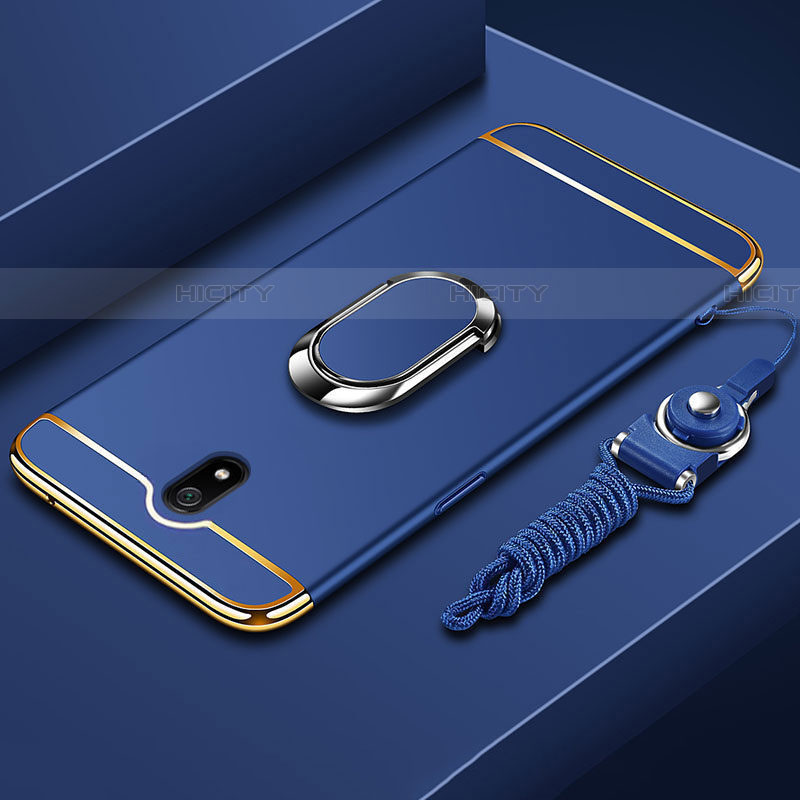 Coque Bumper Luxe Metal et Plastique Etui Housse avec Support Bague Anneau A01 pour Xiaomi Redmi 8A Bleu Plus