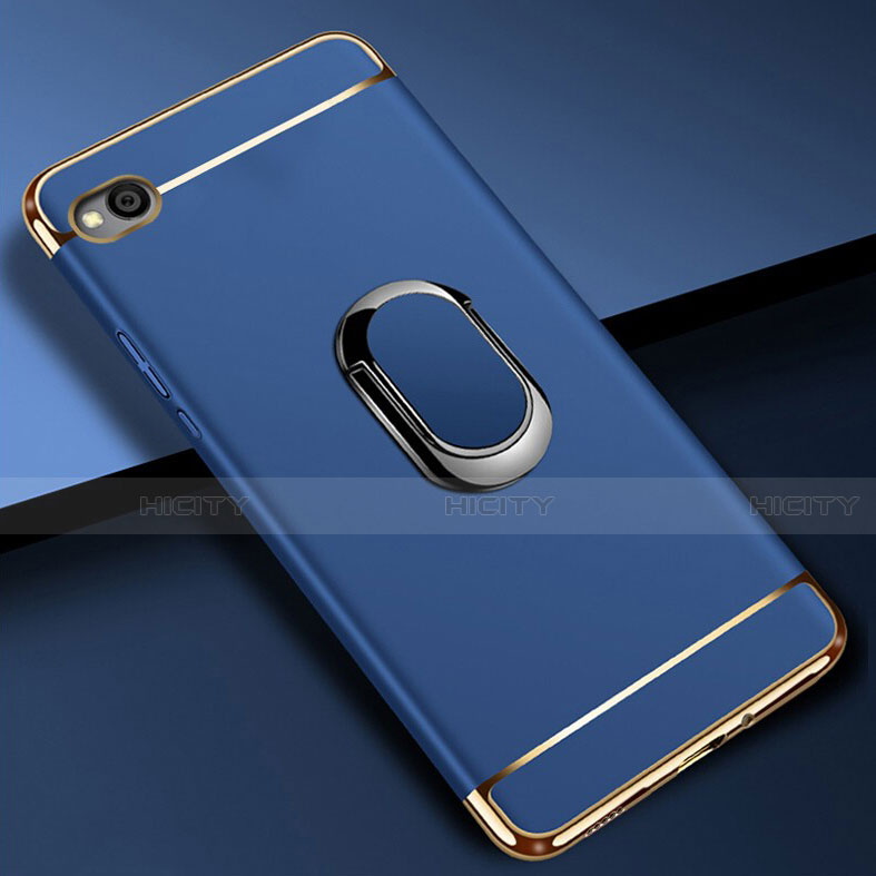 Coque Bumper Luxe Metal et Plastique Etui Housse avec Support Bague Anneau A01 pour Xiaomi Redmi Go Bleu Plus