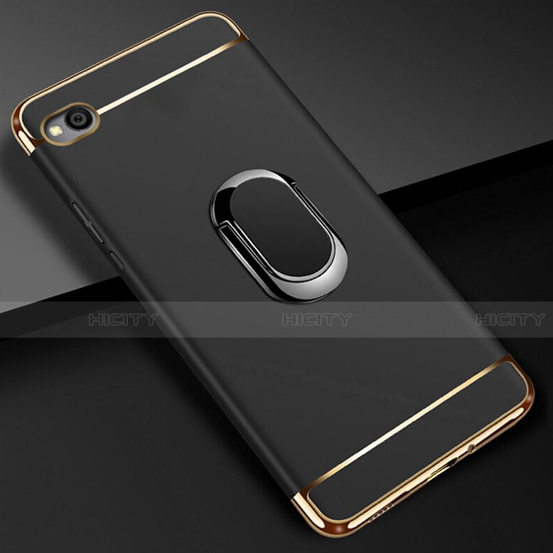 Coque Bumper Luxe Metal et Plastique Etui Housse avec Support Bague Anneau A01 pour Xiaomi Redmi Go Noir Plus