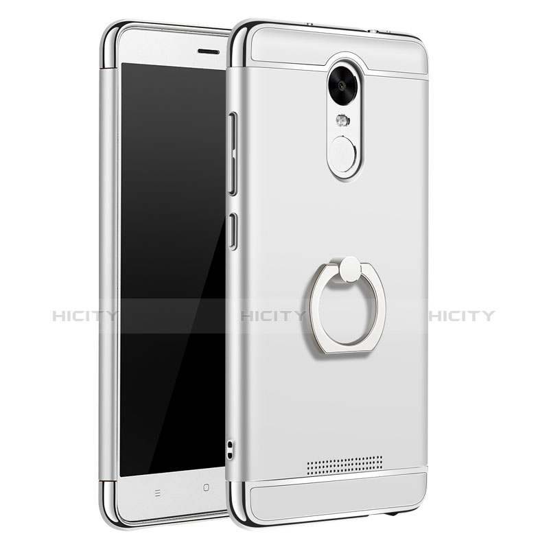 Coque Bumper Luxe Metal et Plastique Etui Housse avec Support Bague Anneau A01 pour Xiaomi Redmi Note 3 MediaTek Argent Plus