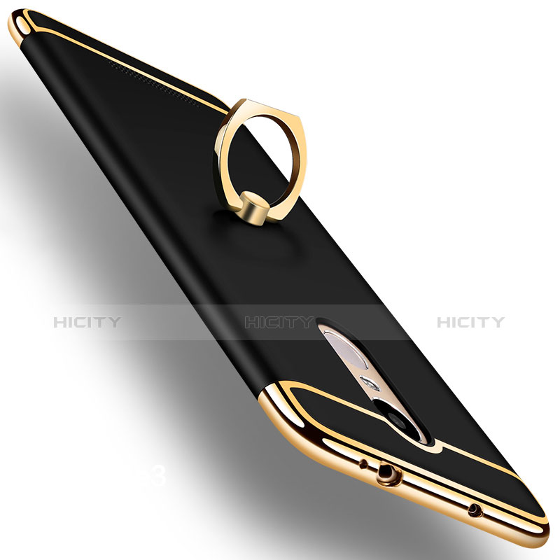 Coque Bumper Luxe Metal et Plastique Etui Housse avec Support Bague Anneau A01 pour Xiaomi Redmi Note 3 MediaTek Noir Plus