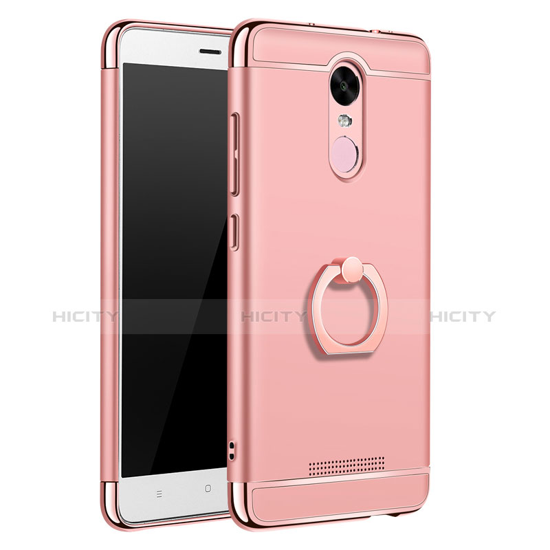 Coque Bumper Luxe Metal et Plastique Etui Housse avec Support Bague Anneau A01 pour Xiaomi Redmi Note 3 Or Rose Plus