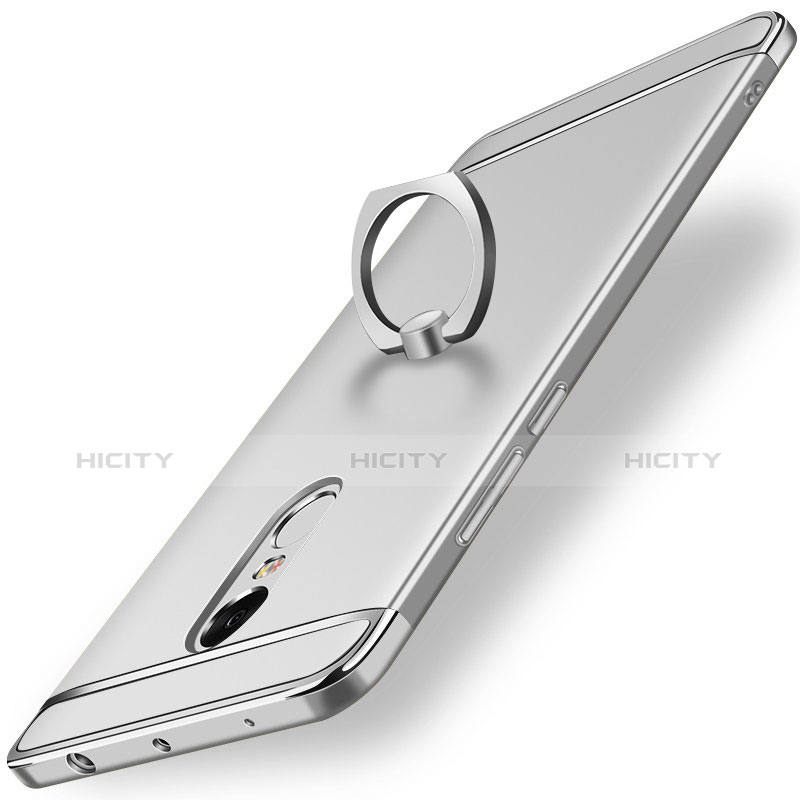 Coque Bumper Luxe Metal et Plastique Etui Housse avec Support Bague Anneau A01 pour Xiaomi Redmi Note 4 Argent Plus