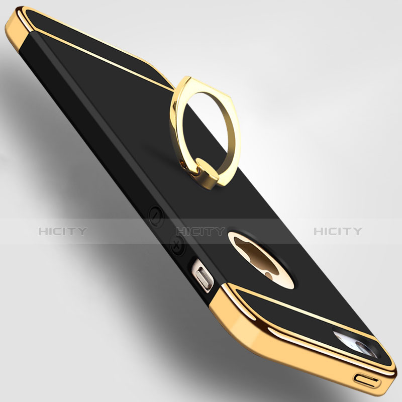 Coque Bumper Luxe Metal et Plastique Etui Housse avec Support Bague Anneau A02 pour Apple iPhone 5 Plus