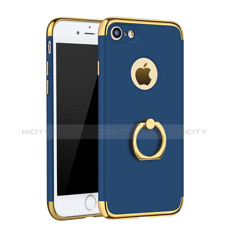 Coque Bumper Luxe Metal et Plastique Etui Housse avec Support Bague Anneau A02 pour Apple iPhone 7 Bleu Plus