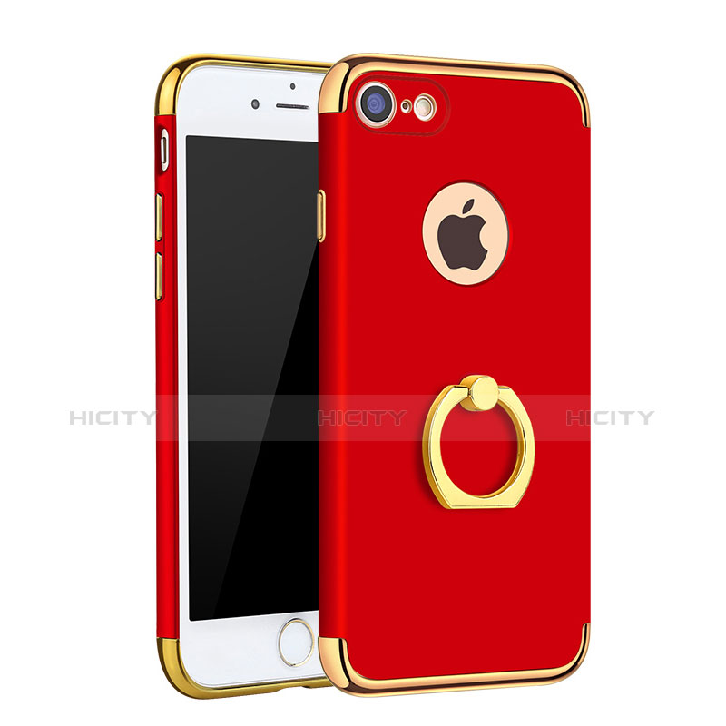 Coque Bumper Luxe Metal et Plastique Etui Housse avec Support Bague Anneau A02 pour Apple iPhone 7 Rouge Plus