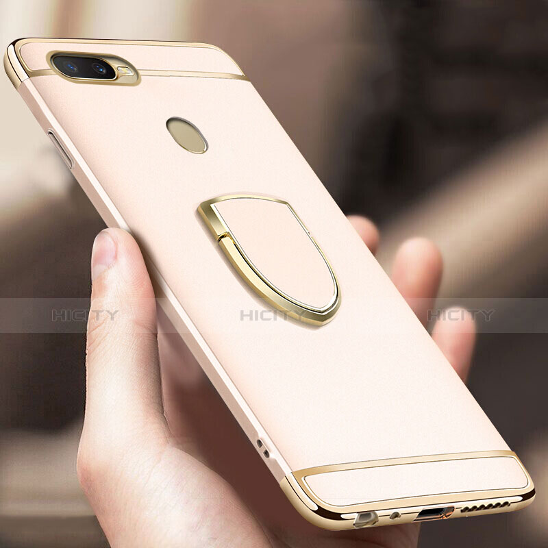 Coque Bumper Luxe Metal et Plastique Etui Housse avec Support Bague Anneau A02 pour Oppo A7 Plus