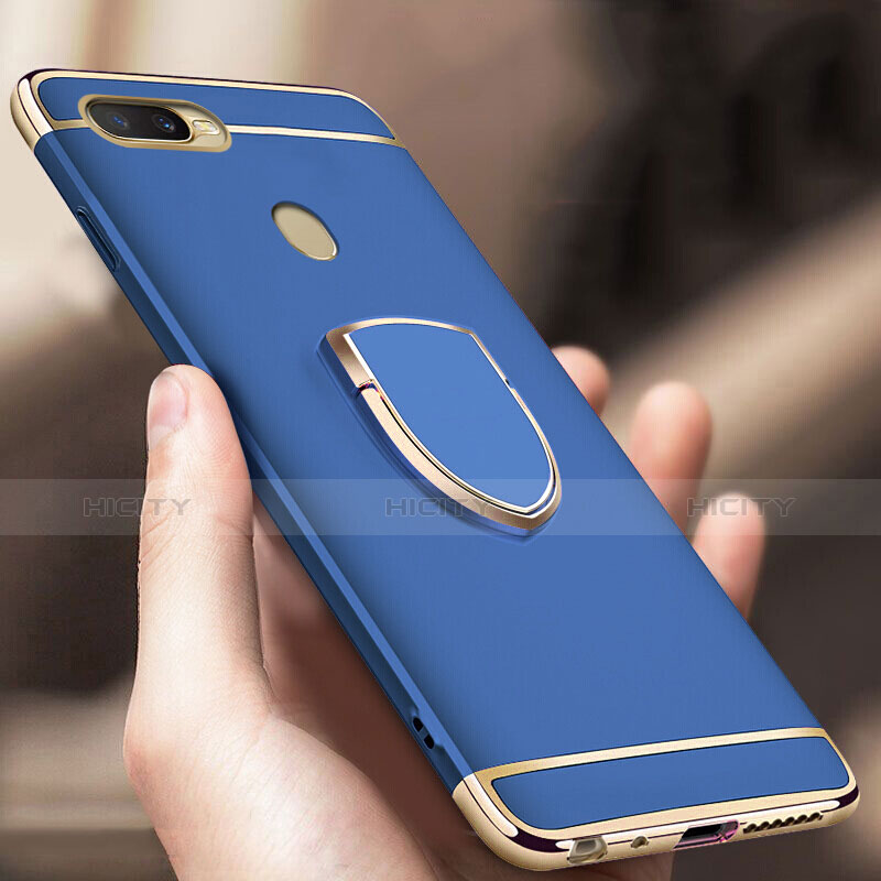 Coque Bumper Luxe Metal et Plastique Etui Housse avec Support Bague Anneau A02 pour Oppo A7 Plus