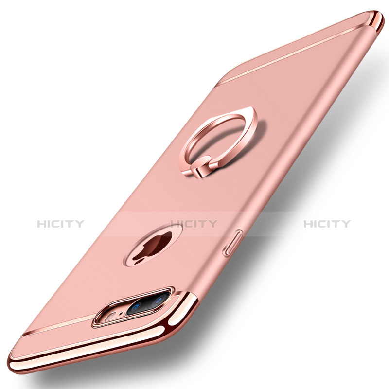 Coque Bumper Luxe Metal et Plastique Etui Housse avec Support Bague Anneau A05 pour Apple iPhone 7 Plus Or Rose Plus