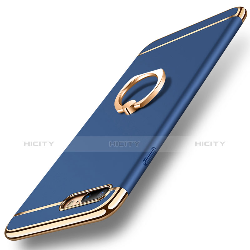 Coque Bumper Luxe Metal et Plastique Etui Housse avec Support Bague Anneau A06 pour Apple iPhone 7 Plus Bleu Plus