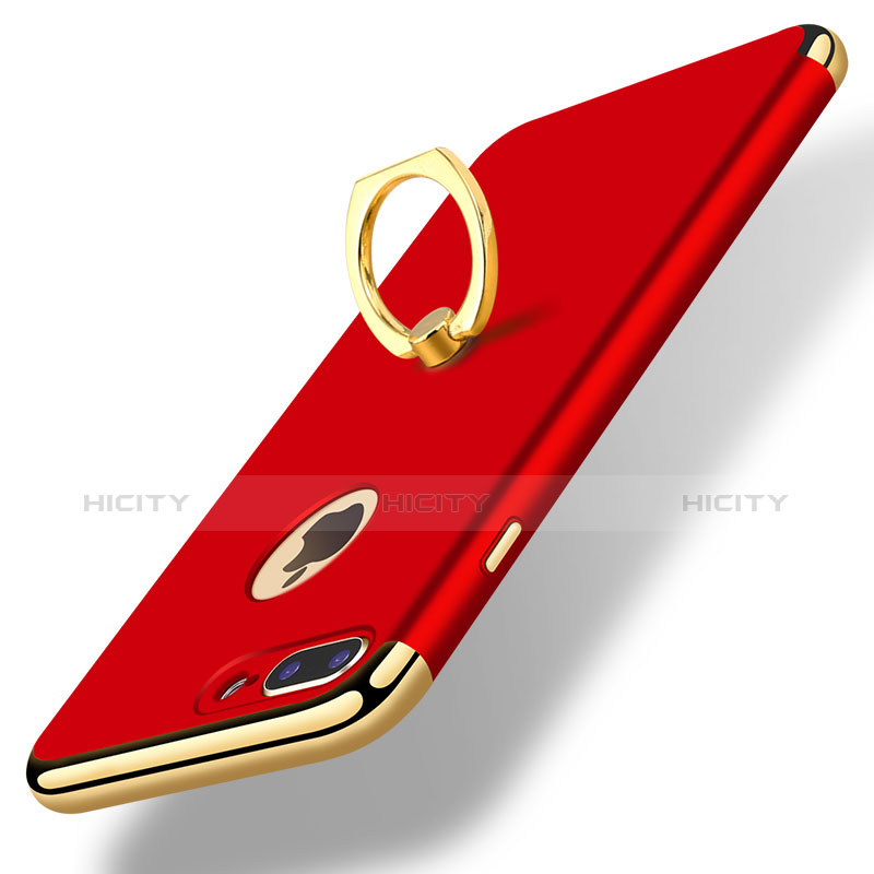 Coque Bumper Luxe Metal et Plastique Etui Housse avec Support Bague Anneau A07 pour Apple iPhone 7 Plus Rouge Plus