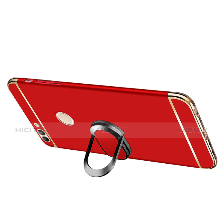 Coque Bumper Luxe Metal et Plastique Etui Housse avec Support Bague Anneau et Laniere pour Huawei Enjoy 7S Plus