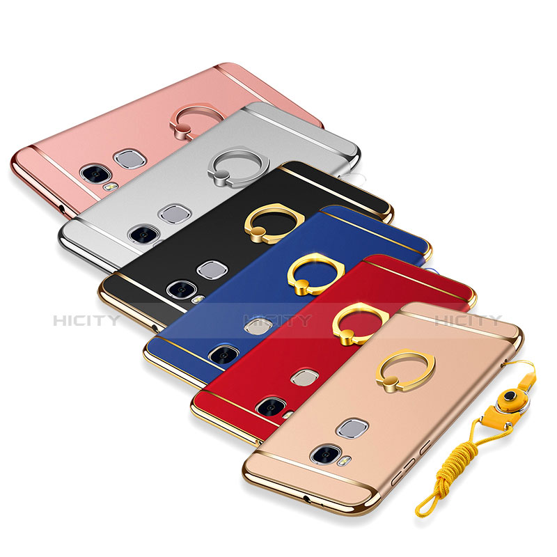 Coque Bumper Luxe Metal et Plastique Etui Housse avec Support Bague Anneau et Laniere pour Huawei Honor 5X Plus